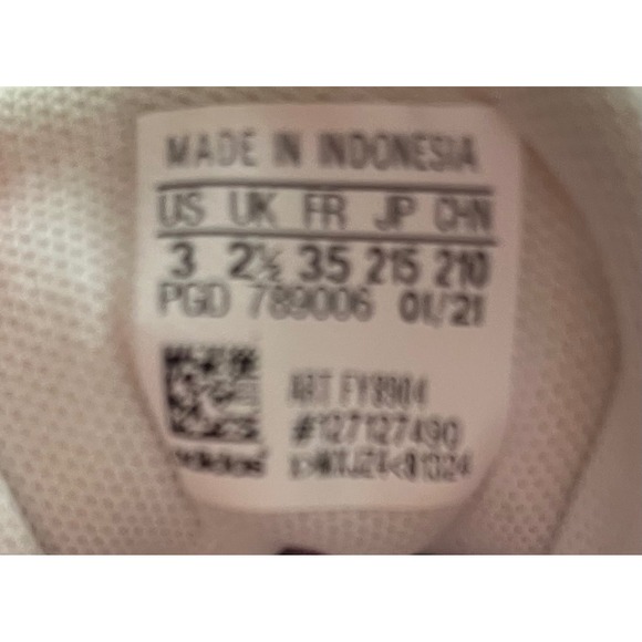 Adidas Court Shoes White‎ Pink Glitter Stripes Sneakers Kids Size 3 - Picture 6 of 6